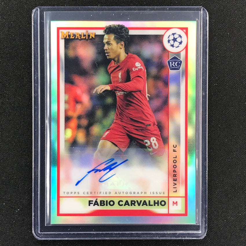 2022-23 Merlin Chrome Uefa Fabio Carvalho Rookie Base Auto Refractor No Fc