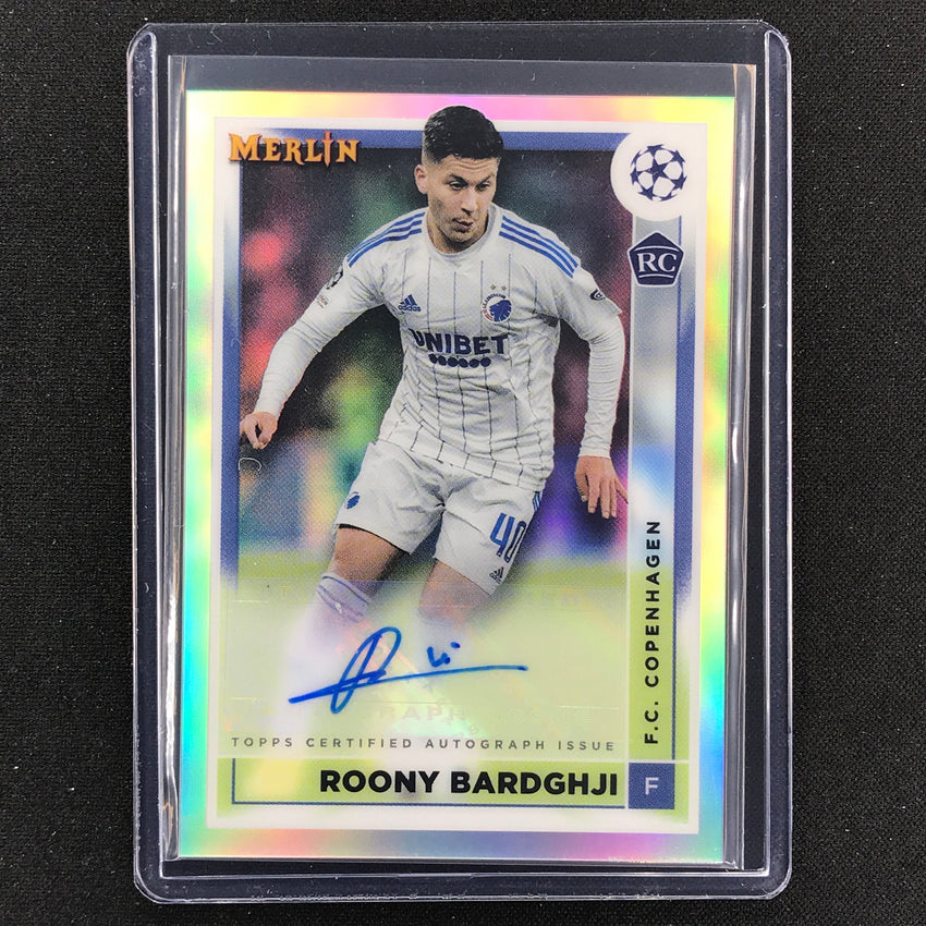 2022-23 Merlin Chrome Uefa Roony Bardghji Rookie Base Auto Refractor No Rb