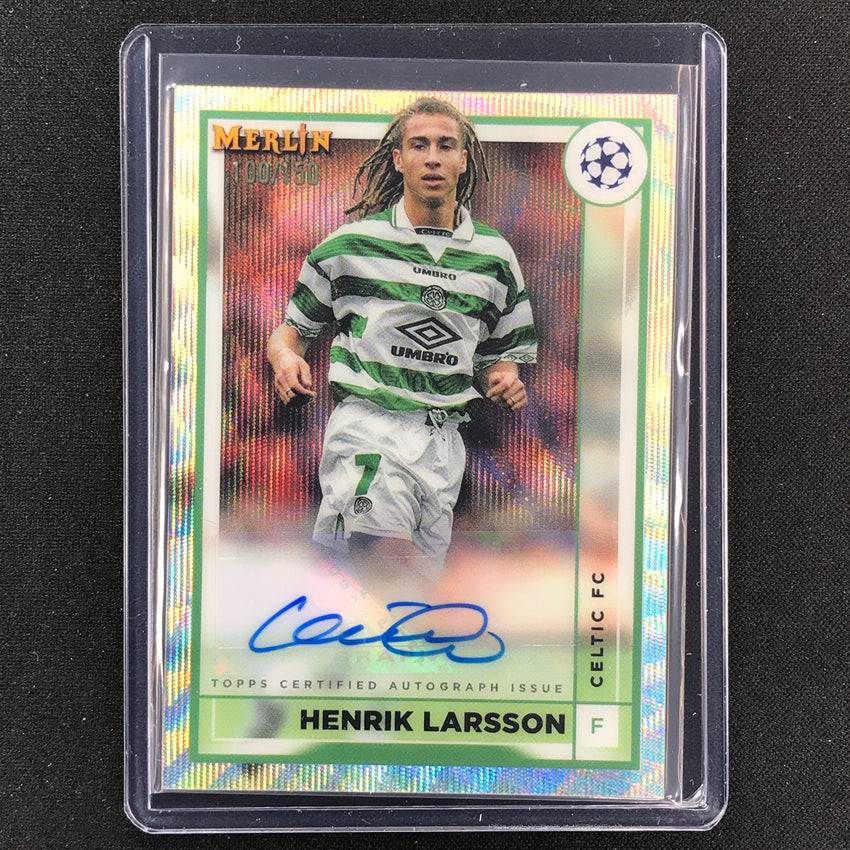 2022-23 Merlin Chrome Uefa Henrik Larsson Base Auto Wave 100/150