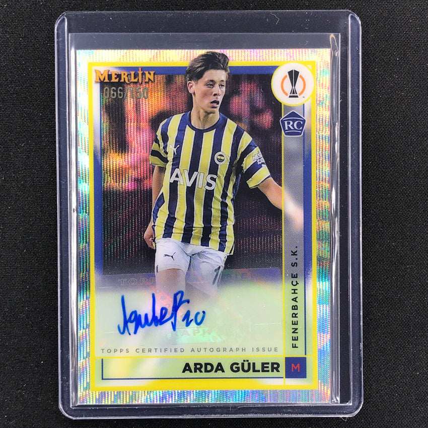 2022-23 Merlin Chrome Uefa Arda Guler Rookie Base Auto Wave 66/150