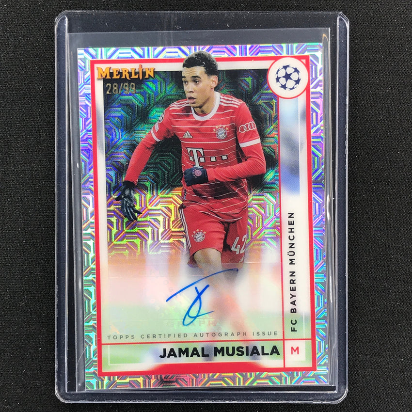 2022-23 Merlin Chrome Uefa Jamal Musiala Base Auto Mojo 28/99