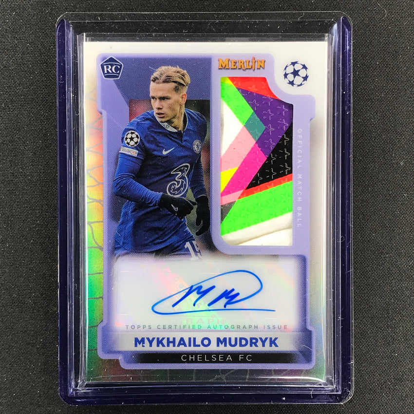 2022-23 Merlin Chrome Uefa Mykhailo Mudryk Merlins Ball Relic Rookie Auto No Mm