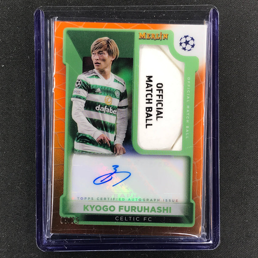 2022-23 Merlin Chrome Uefa Kyogo Furuhashi Merlins Match Ball Relic Auto 6/25