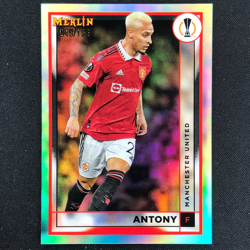 2022-23 Merlin Chrome Uefa Antony Aqua /199 No 102