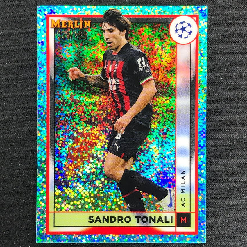 2022-23 Merlin Chrome UEFA SANDRO TONALI Aqua Speckle /199 #1