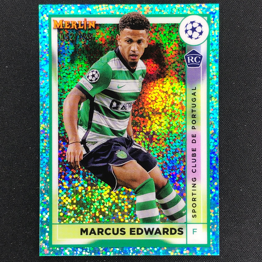 2022-23 Merlin Chrome UEFA MARCUS EDWARDS Rookie Aqua Speckle /199 #126