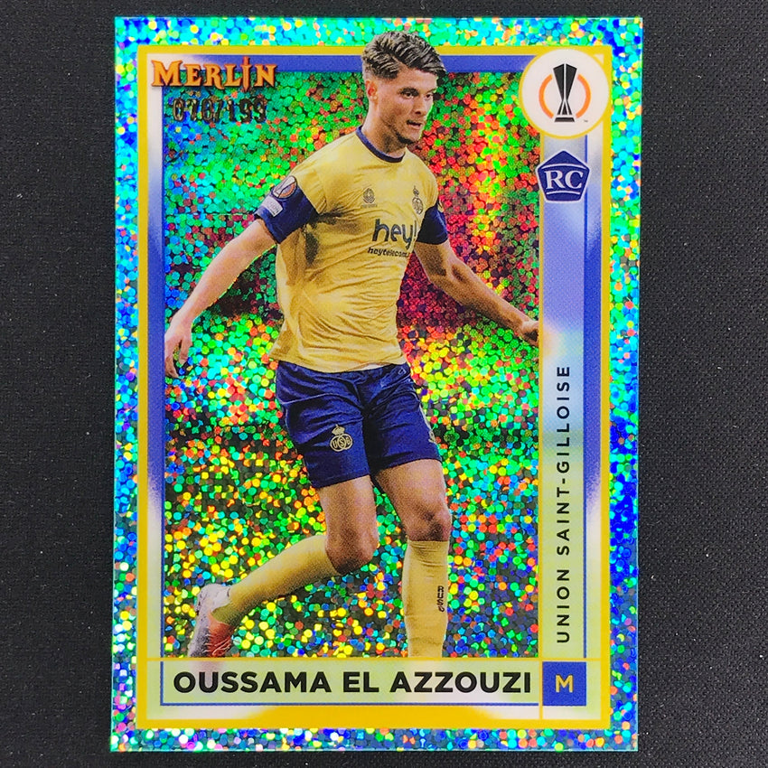 2022-23 Merlin Chrome UEFA OUSSAMA EL AZZOUZI Rookie Aqua Speckle /199 #140