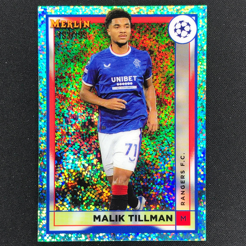 2022-23 Merlin Chrome Uefa Malik Tillman Aqua Speckle /199 No 150