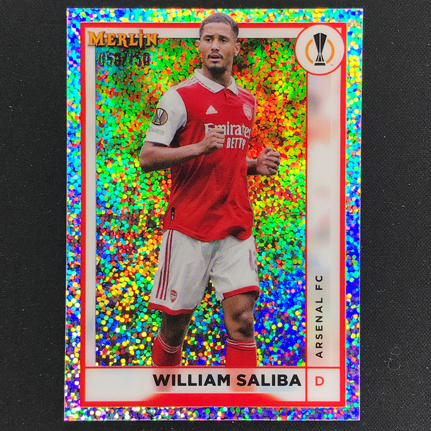 2022-23 Merlin Chrome Uefa William Saliba White Speckle /150 No 14