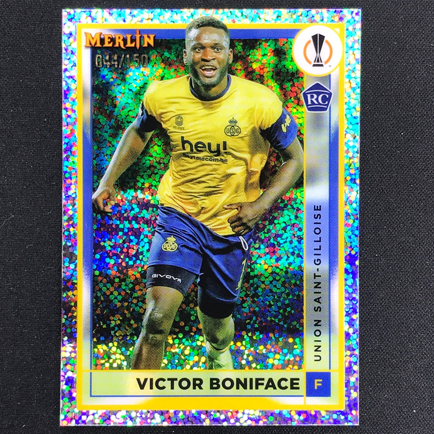 2022-23 Merlin Chrome Uefa Victor Boniface Rookie White Speckle /150 No 142