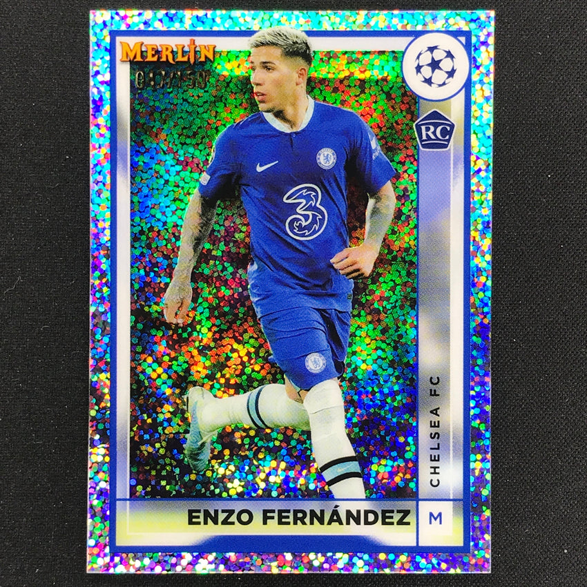 2022-23 Merlin Chrome Uefa Enzo Fernandez Rookie White Speckle /150 No 147