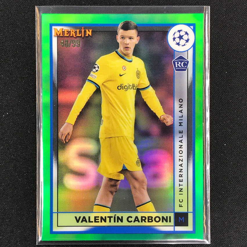 2022-23 Merlin Chrome Uefa Valentin Carboni Rookie Green 48/99