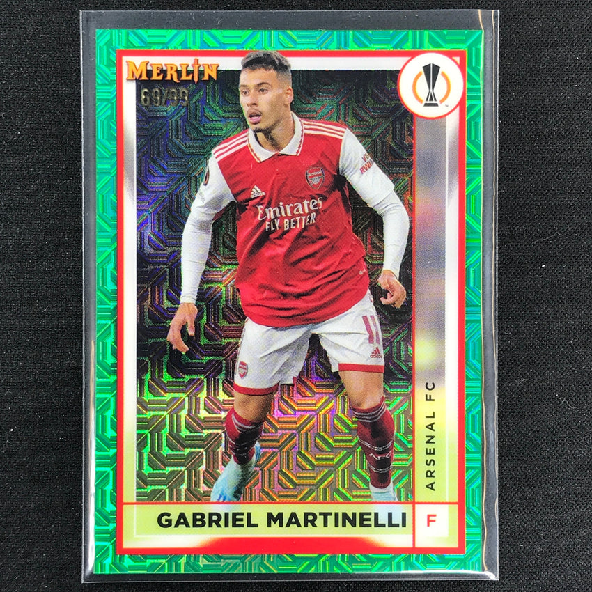 2022-23 Merlin Chrome Uefa Gabriel Martinelli Green Mojo 69/99