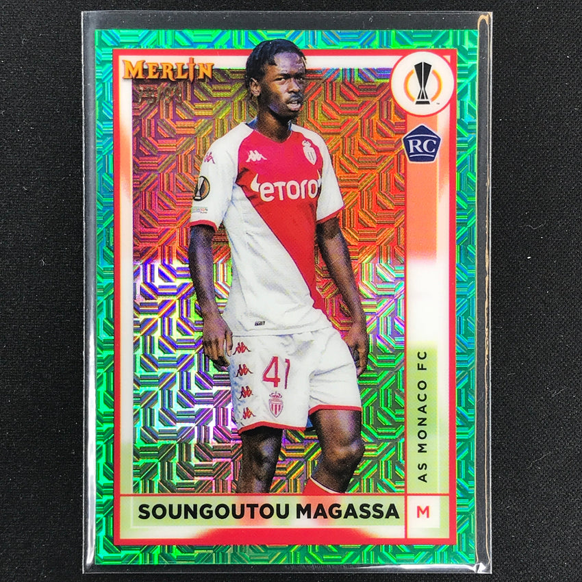 2022-23 Merlin Chrome Uefa Soungoutou Magassa Rookie Green Mojo 79/99
