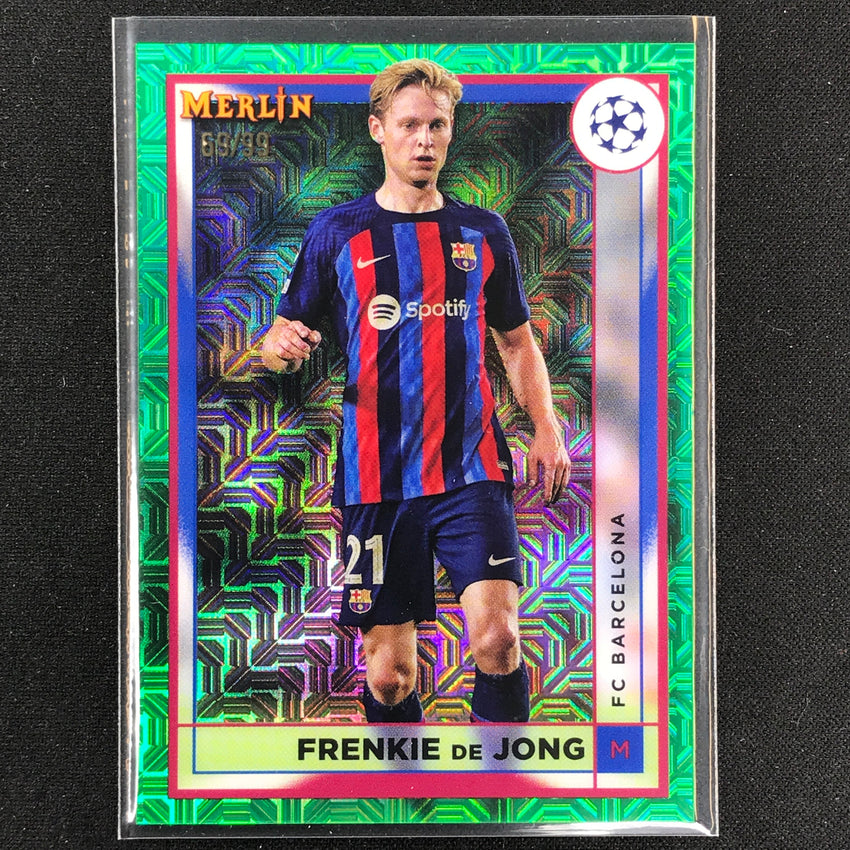 2022-23 Merlin Chrome Uefa Frenkie De Jong Green Mojo 69/99