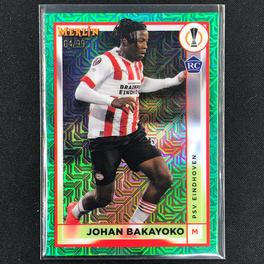 2022-23 Merlin Chrome Uefa Johan Bakayoko Rookie Green Mojo 4/99
