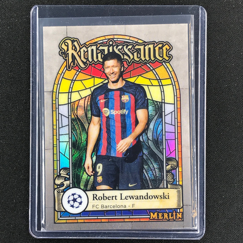 2022-23 Merlin Chrome Uefa Robert Lewandowksi Renaissance Refractor Ssp No 15