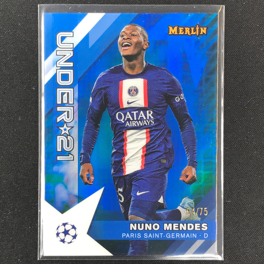 2022-23 Merlin Chrome Uefa Nuno Mendes Under 21 U-21 Stars Blue 64/75