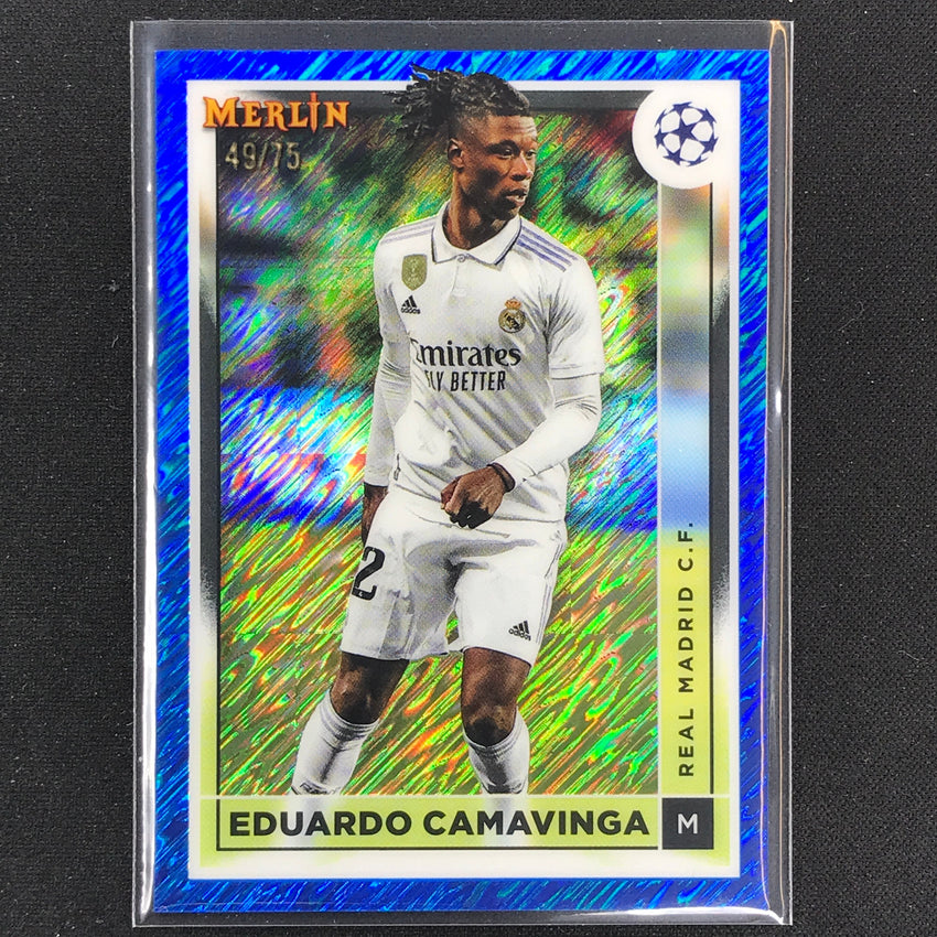 2022-23 Merlin Chrome Uefa Eduardo Camavinga Blue Shimmer 49/75