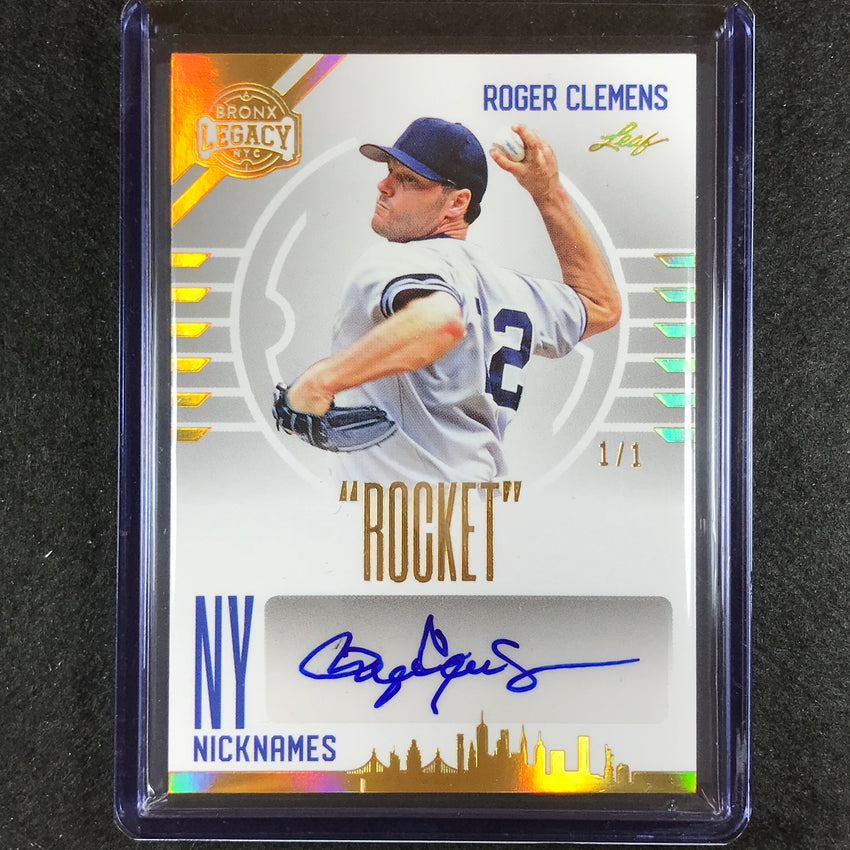 2023 A Bronx Legacy Mlb Roger Clemens Rocket Ny Nicknames Auto Gold Holo 1/1