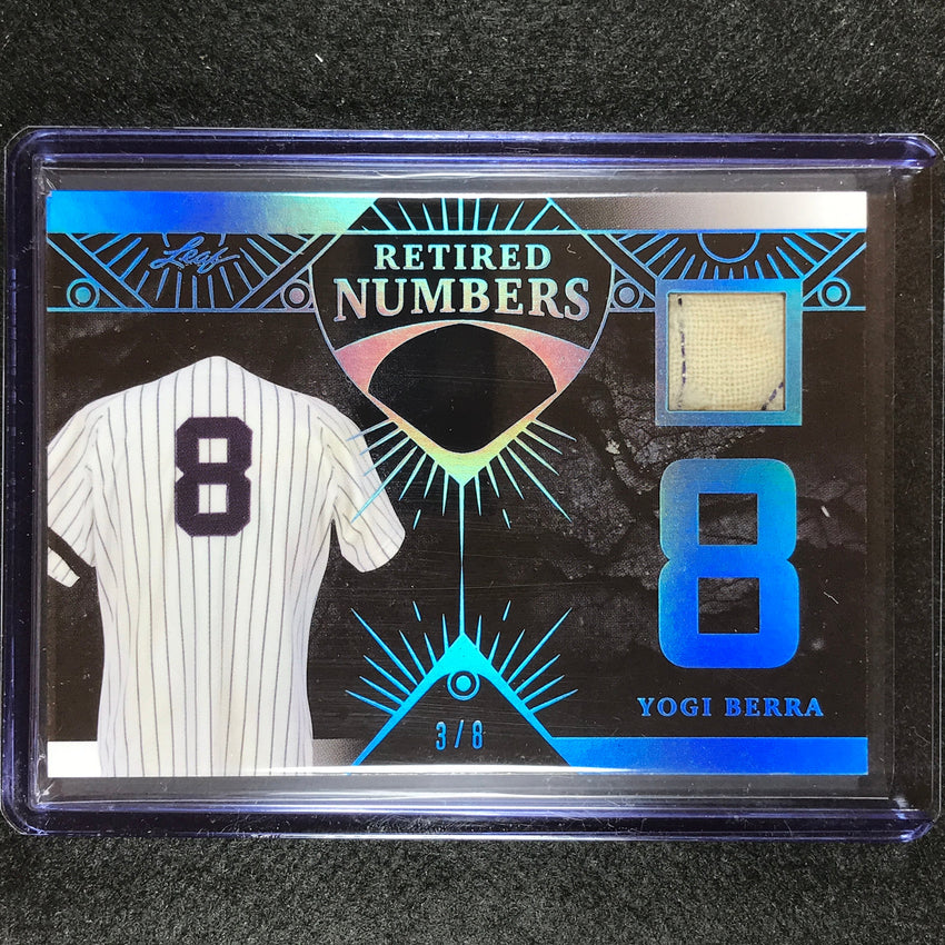2023 A Bronx Legacy Mlb Yogi Berra Retired Numbers Relic Platinum Holo 3/8