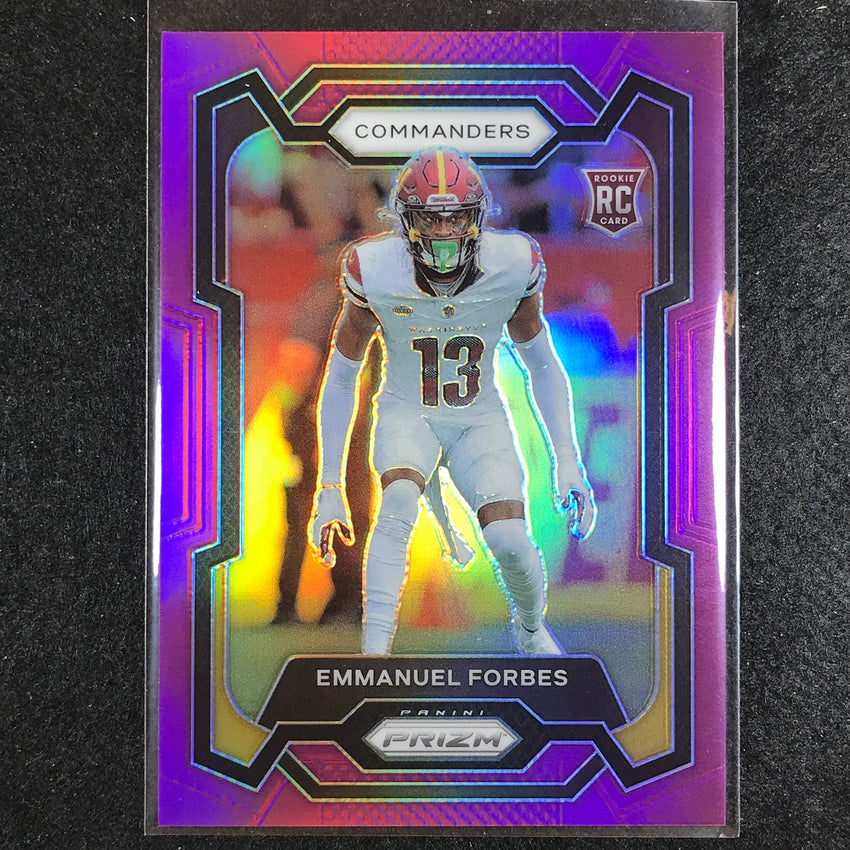 2023 Prizm Football Emmanuel Forbes Rookie Base Purple 13/125