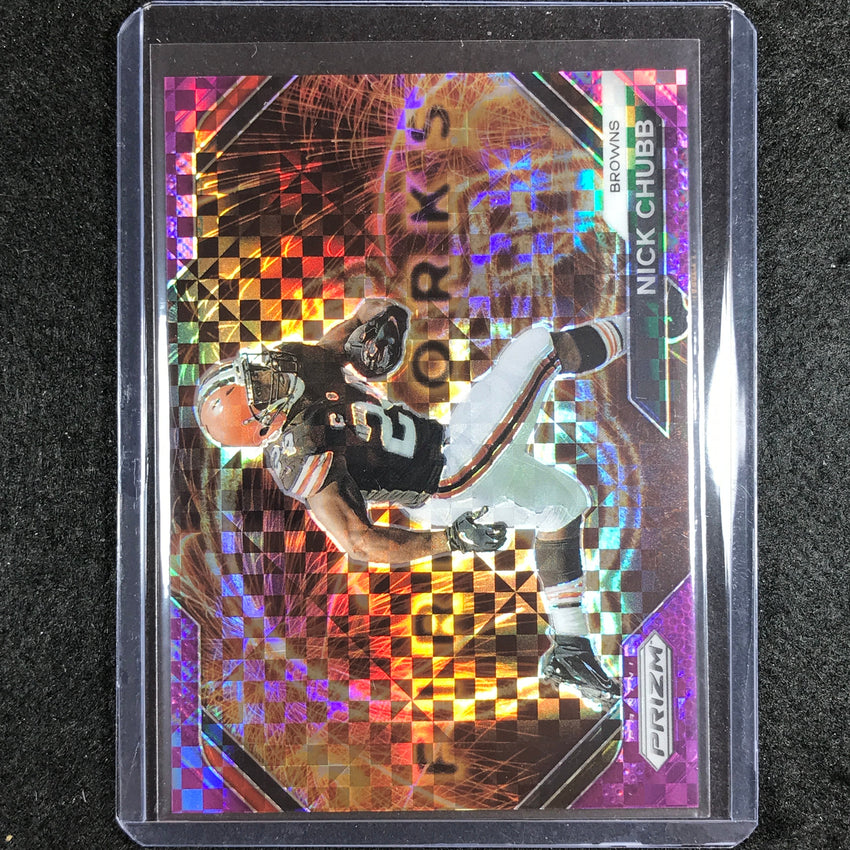 2023 Prizm Football NICK CHUBB Fireworks Purple Power 7/49