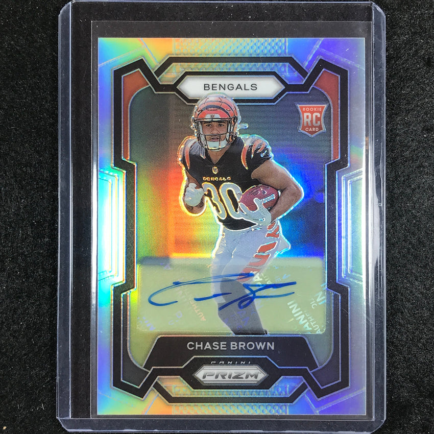 2023 Prizm Football Chase Brown Base Rookie Auto Silver Prizm No 318