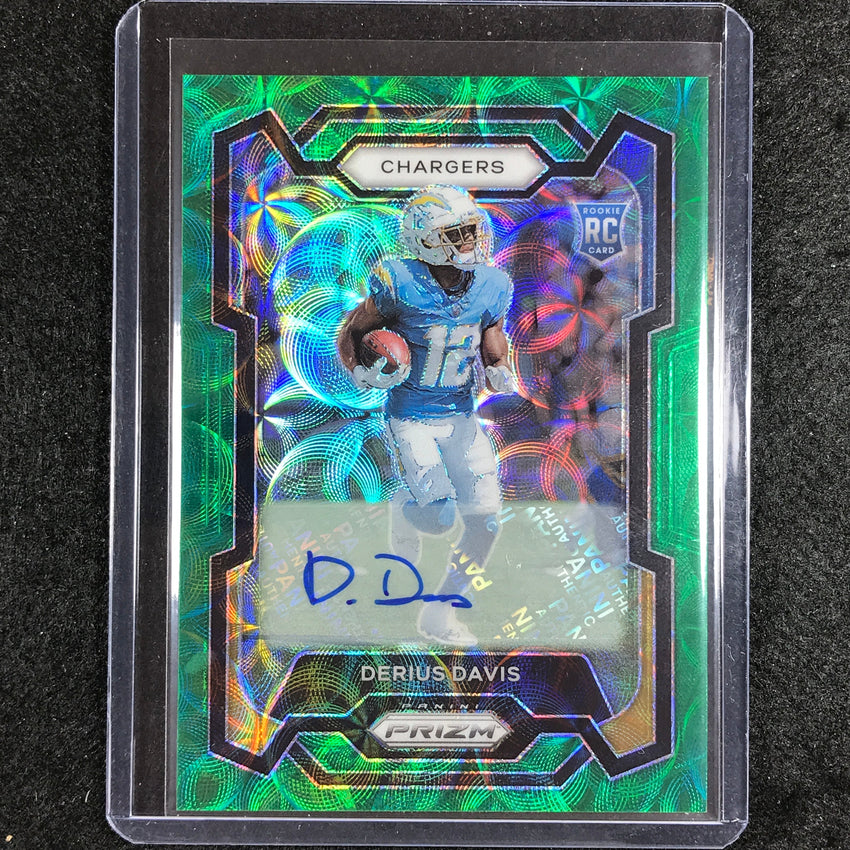 2023 Prizm Football Derius Davis Base Rookie Auto Green Scope 38/75