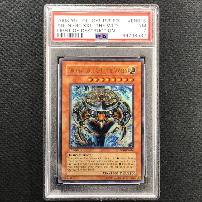 PSA 7 Arcana Force XXI - The World - Lodt-en016 - Ultra Rare 1st