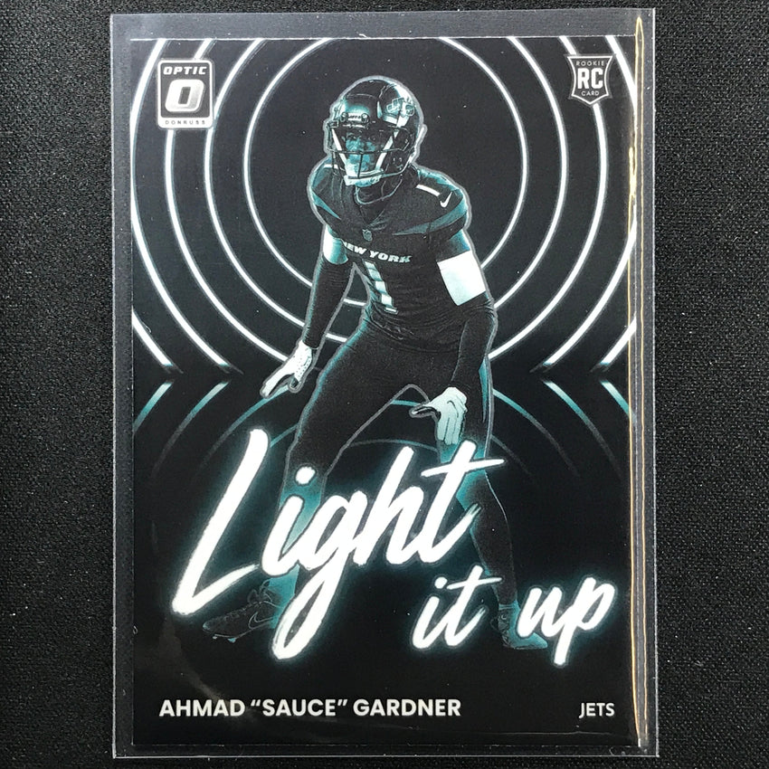 2022 Donruss Optic Ahmad Sauce Gardner Light It Up Rookie Base No 19