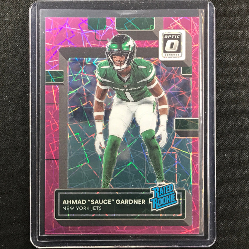 2022 Donruss Optic Ahmad Sauce Gardner Rated Rookie Pink Velocity 26/79