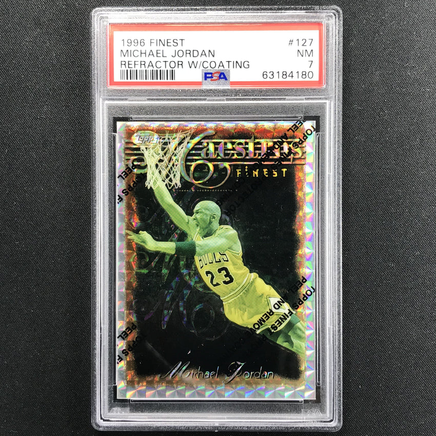 1996-97 Finest Michael Jordan Maestros Refractor With Coating No 127 Psa 7 180