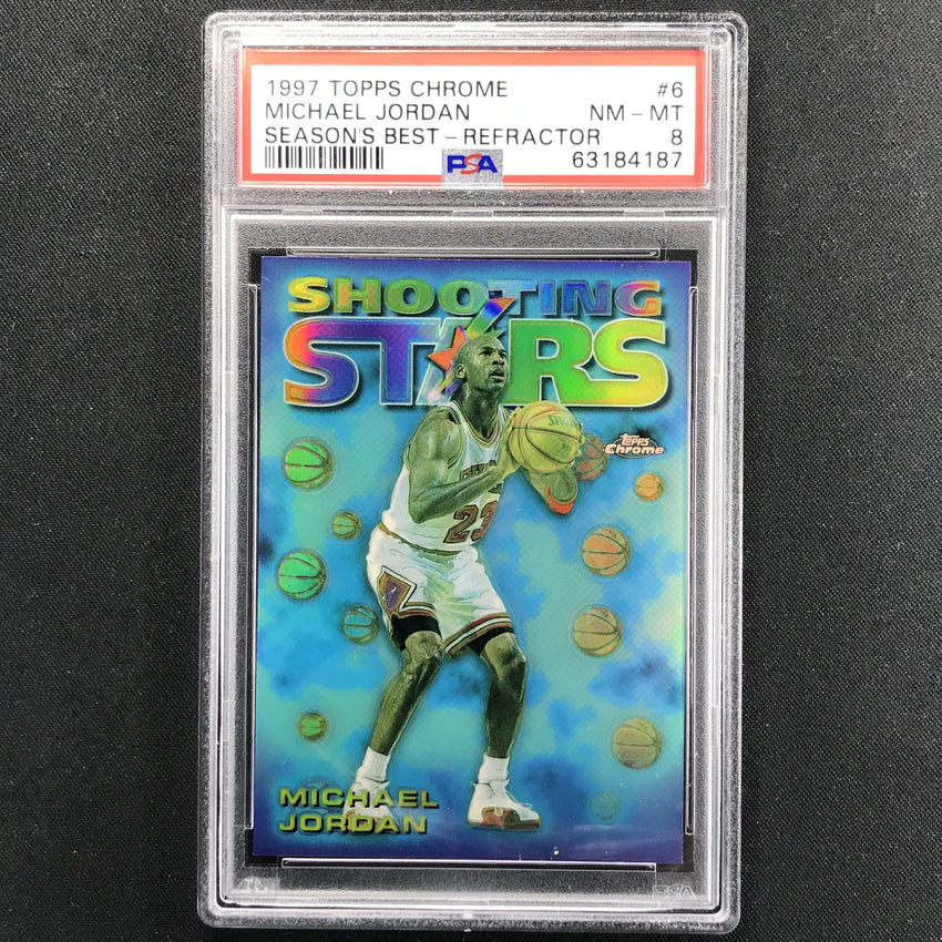 1997-98 Chrome Michael Jordan Seasons Best Shooting Refractor No 6 Psa 8 187
