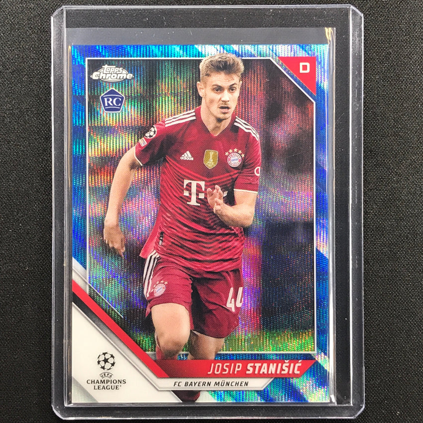 2021-22 Topps Chrome Uefa Ucl Josip Stanisic Rookie Blue Wave 9/75