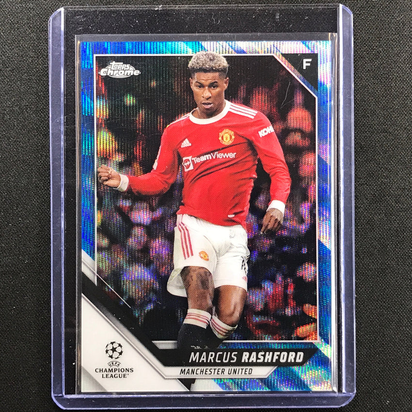 2021-22 Topps Chrome Uefa Ucl Marcus Rashford Blue Wave 41/75