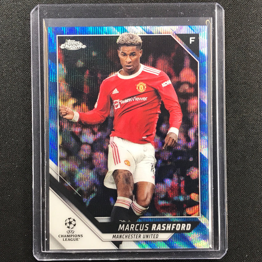 2021-22 Topps Chrome Uefa Ucl Marcus Rashford Blue Wave 54/75