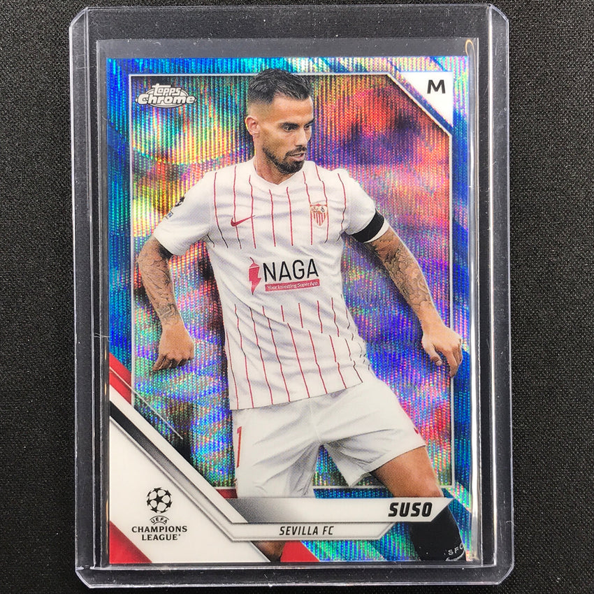 2021-22 Topps Chrome Uefa Ucl Suso Blue Wave 42/75