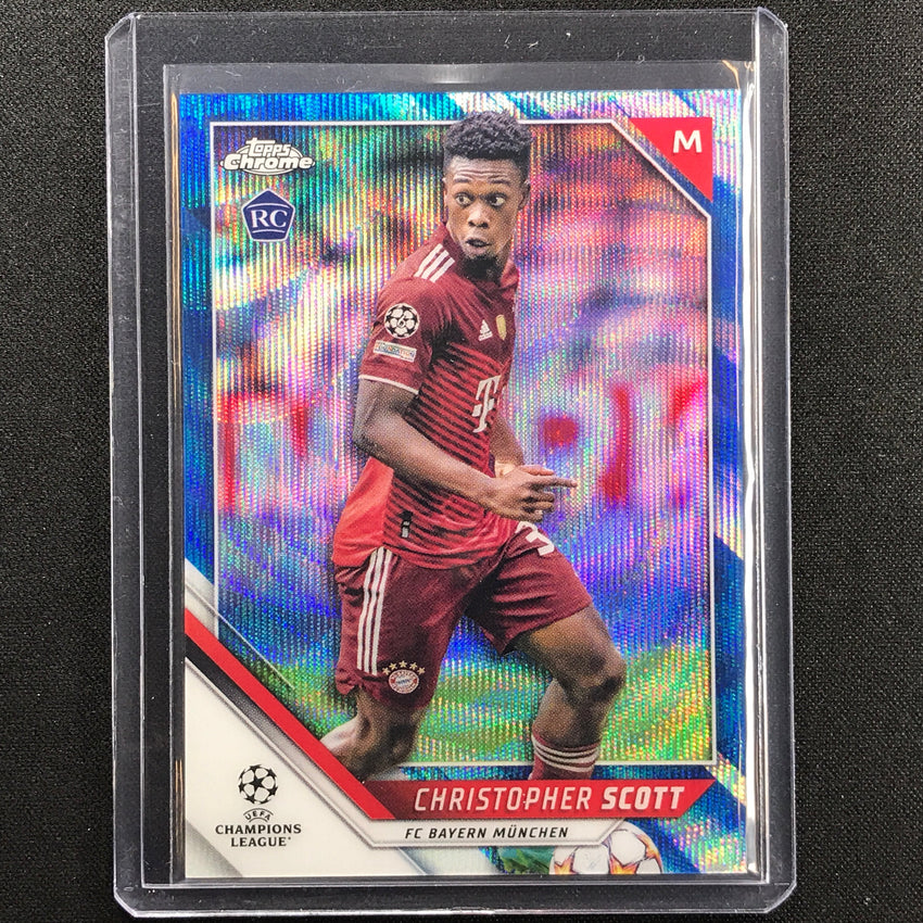 2021-22 Topps Chrome Uefa Ucl Christopher Scott Rookie Blue Wave 64/75