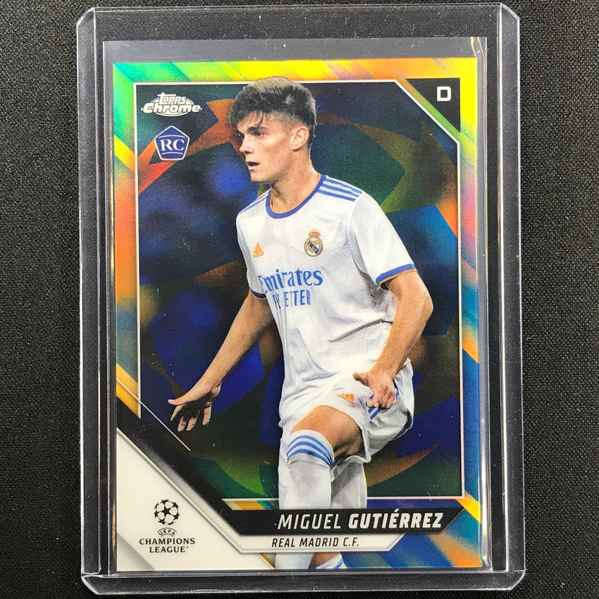 2021-22 Topps Chrome Uefa Ucl Miguel Gutierrez Rookie Blue And Gold Starball 43/75