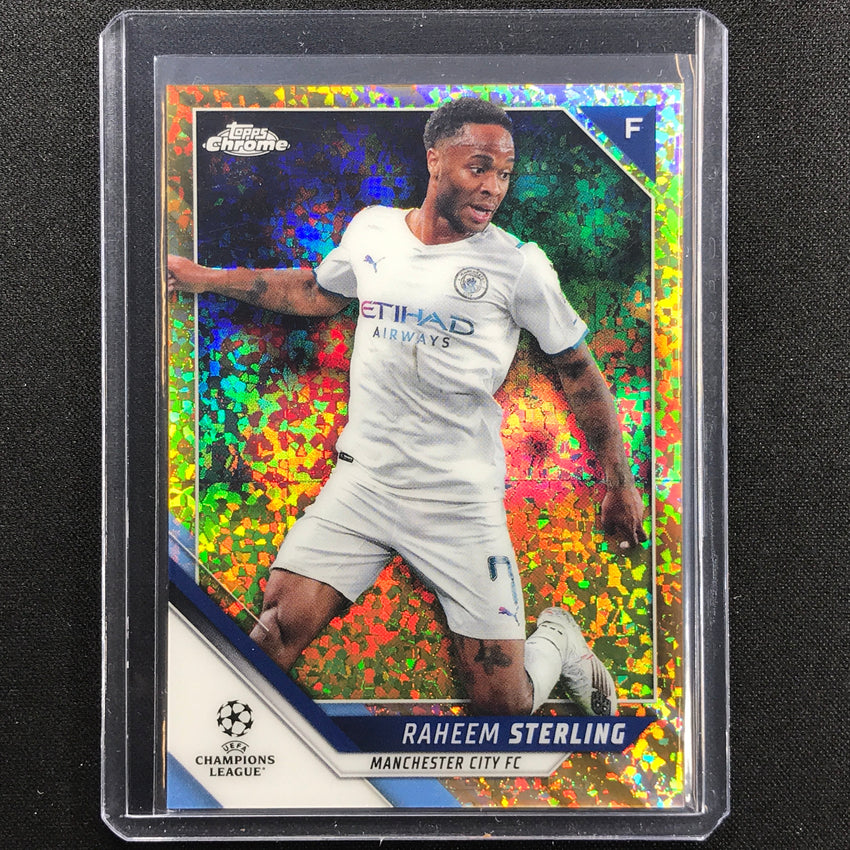 2021-22 Topps Chrome Uefa Ucl Raheem Sterling Gold Mini-diamond 5/50