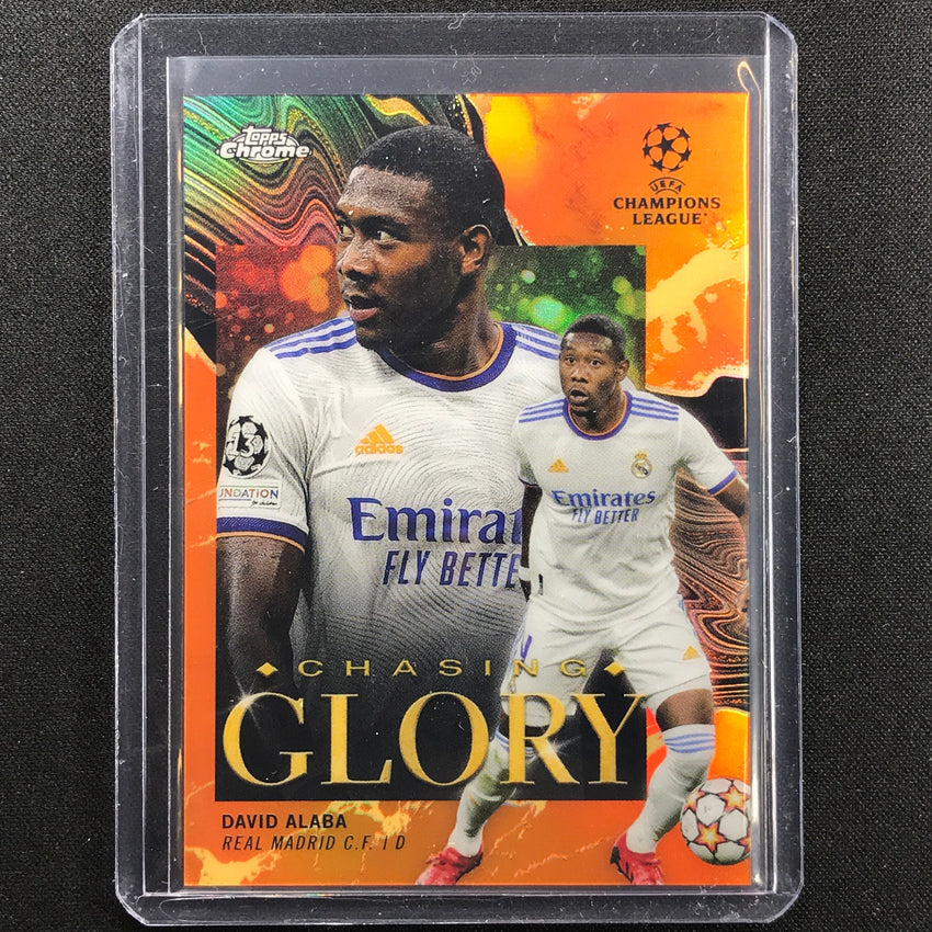 2021-22 Topps Chrome Uefa Ucl David Alaba Chasing Glory Orange 19/25