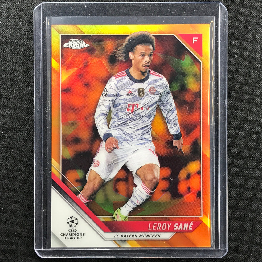2021-22 Topps Chrome Uefa Ucl Leroy Sane Orange And Gold Starball Ssp No 3 A
