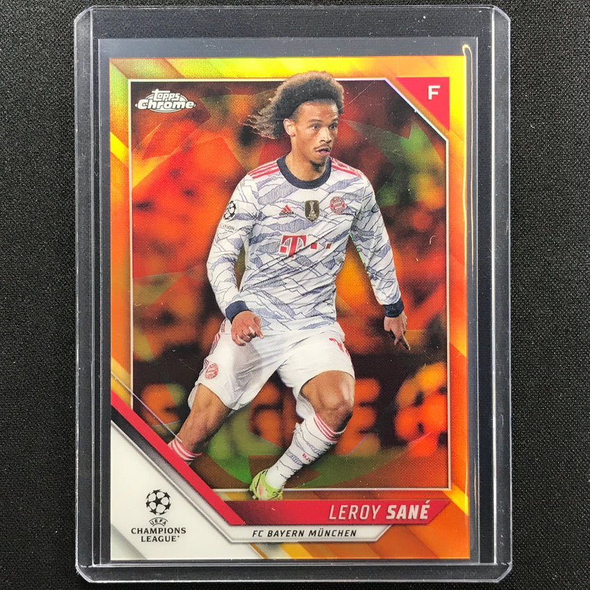 2021-22 Topps Chrome Uefa Ucl Leroy Sane Orange And Gold Starball Ssp No 3 B