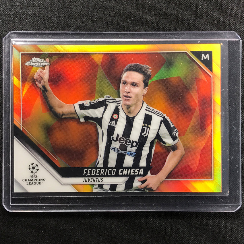 2021-22 Topps Chrome Uefa Ucl Federico Chiesa Orange And Gold Starball Ssp No 195