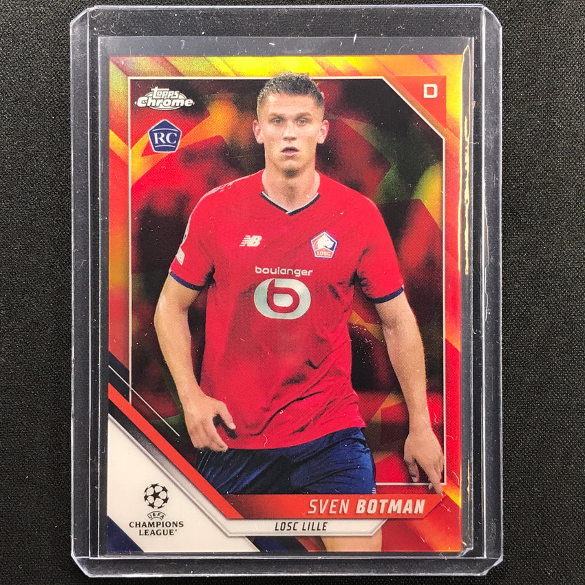 2021-22 Topps Chrome Uefa Ucl Sven Botman Rookie Red And Gold Starball Ssp No 9