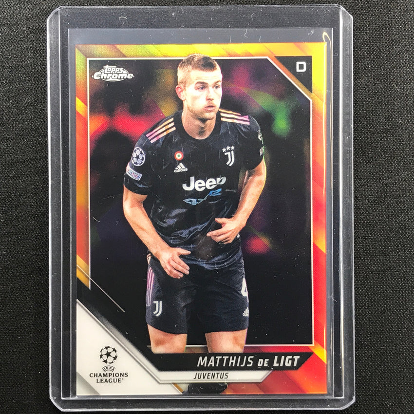 2021-22 Topps Chrome Uefa Ucl Matthijs De Ligt Red And Gold Starball Ssp No 61