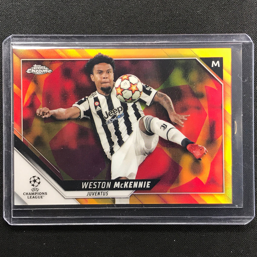 2021-22 Topps Chrome Uefa Ucl Weston Mckennie Red And Gold Starball Ssp No 175