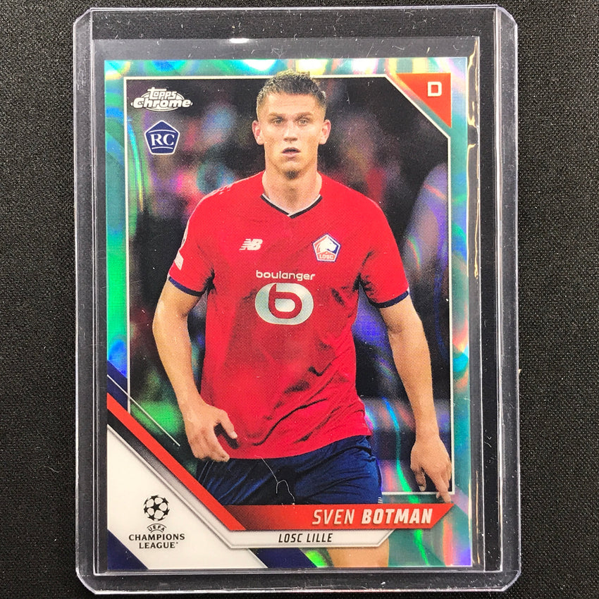 2021-22 Topps Chrome Uefa Ucl Sven Botman Rookie Aqua Lava No 9