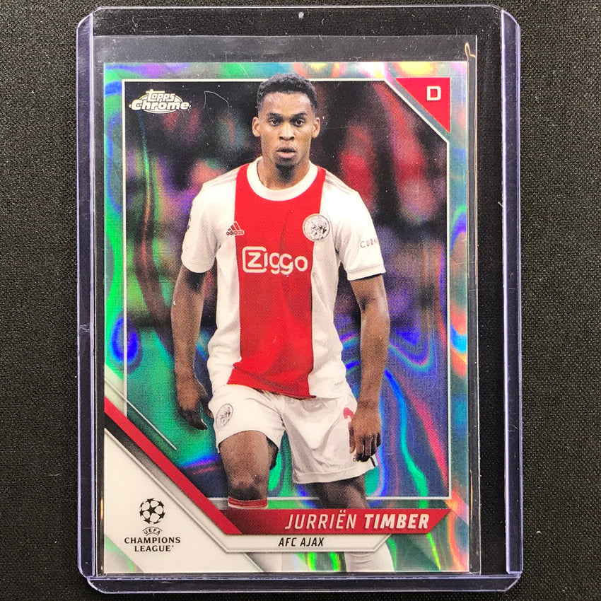 2021-22 Topps Chrome Uefa Ucl Jurrien Timber Aqua Lava No 43